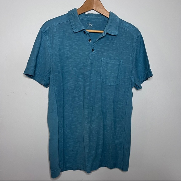 Calvin Klein Jeans Blue Polo Shirt Classic Fit Size Medium EUC - Picture 1 of 7